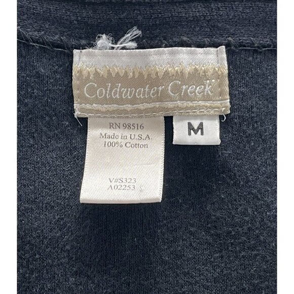 Coldwater Creek Woman's Sz M Black Cardigan w/ Sweater Mother of Pearl Buttons - Picture 4 of 7